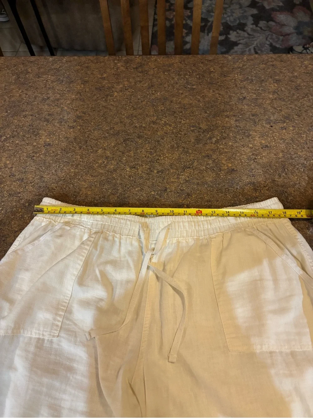 Casual Wide Leg Drawstring Linen-Blend Pants — Cream Cato Size 18-20W